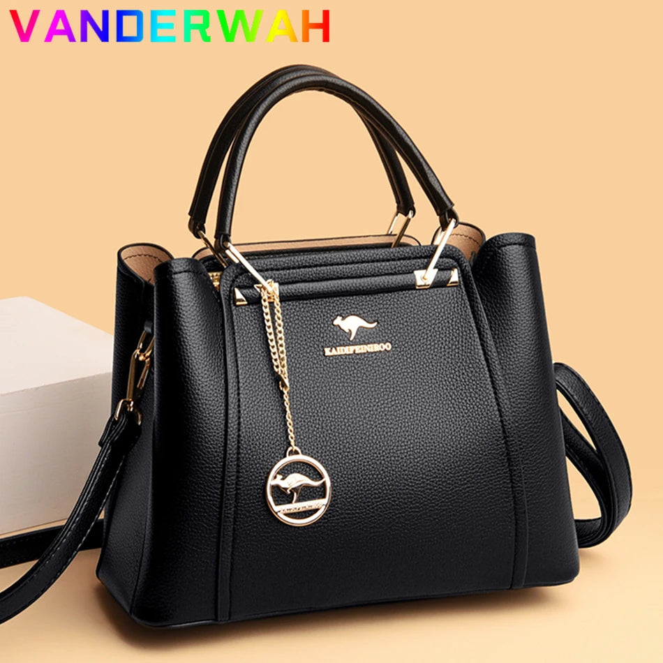 Soft Leather Luxury 3-Layer Shoulder Bag