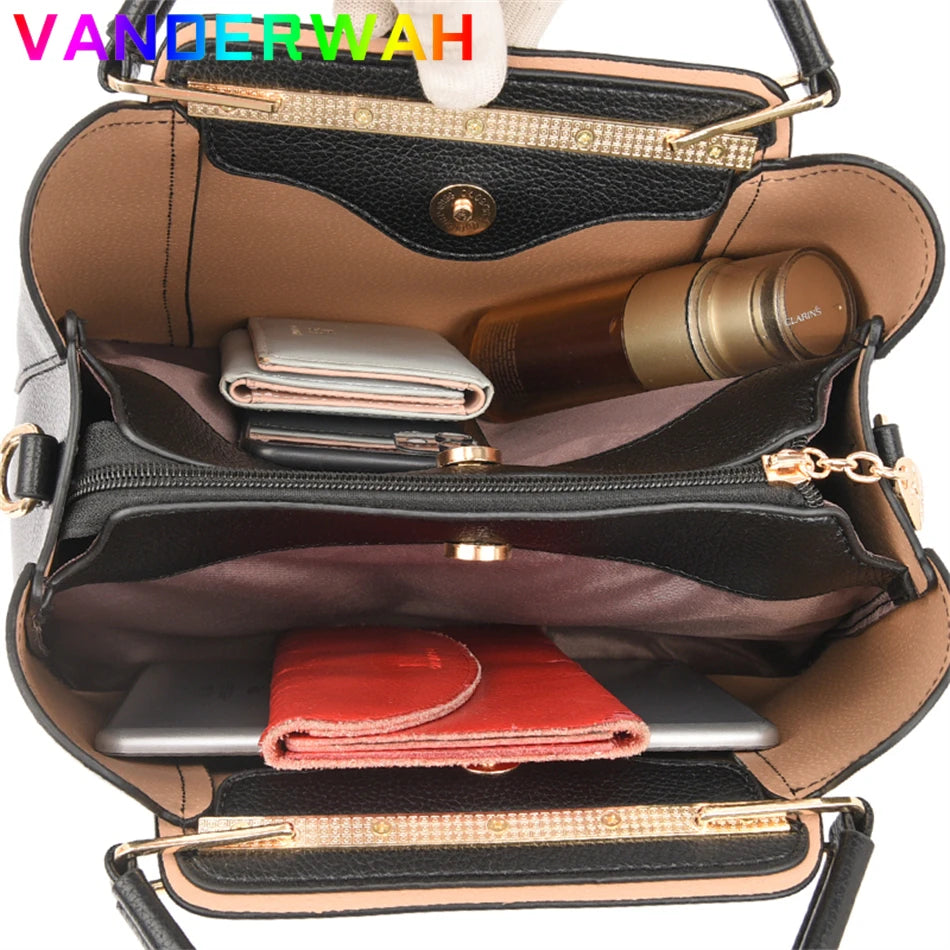 Soft Leather Luxury 3-Layer Shoulder Bag