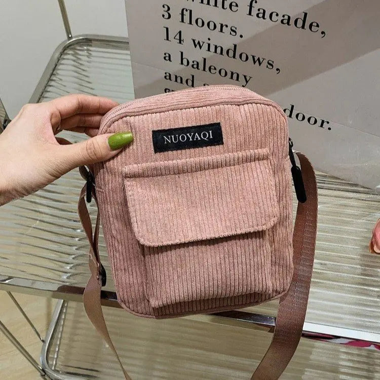 Corduroy Striped Shoulder Bag