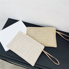 Handmade Straw Woven Clutch Backpack