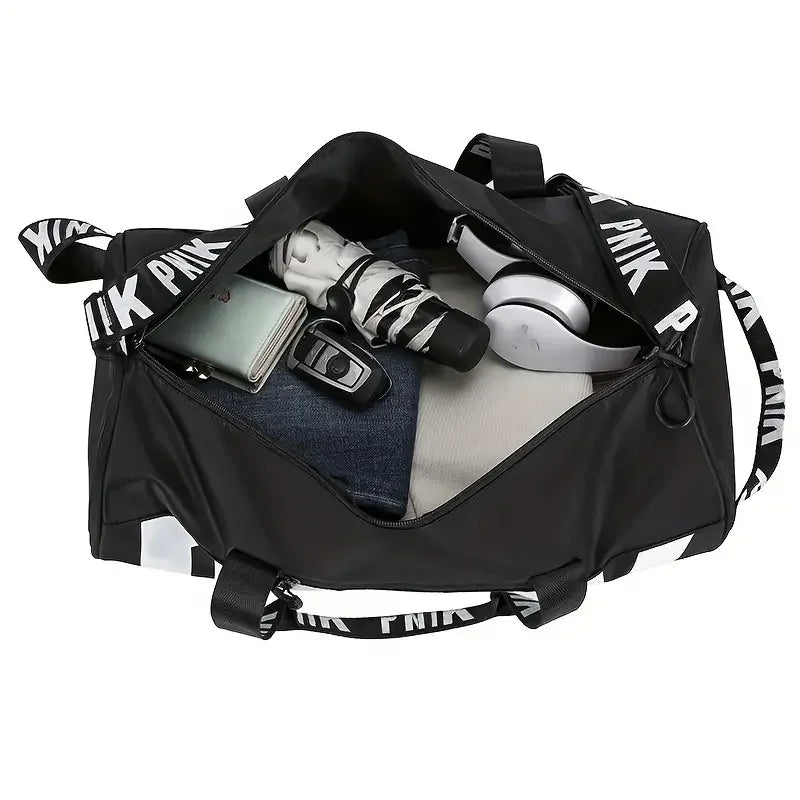 Letter Pattern Sports Cylinder Bag